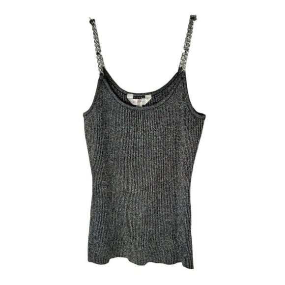 No Boundaries Sparkling Silver Chain Strap Tank Top Womens Size XS 1 - Picture 6 of 6